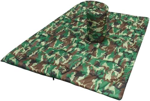 I-Sport Camouflage Single Person Envelope Sleeping Bag with Carrying Bag for Beginner Adults