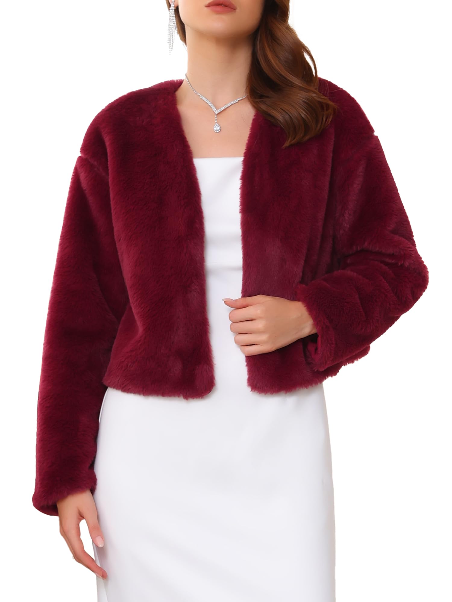 WOMLAYOUT Women's Formal Jacket for Wedding Bridal Dresses Evening Cocktail Elegant Faux Fur Shrug