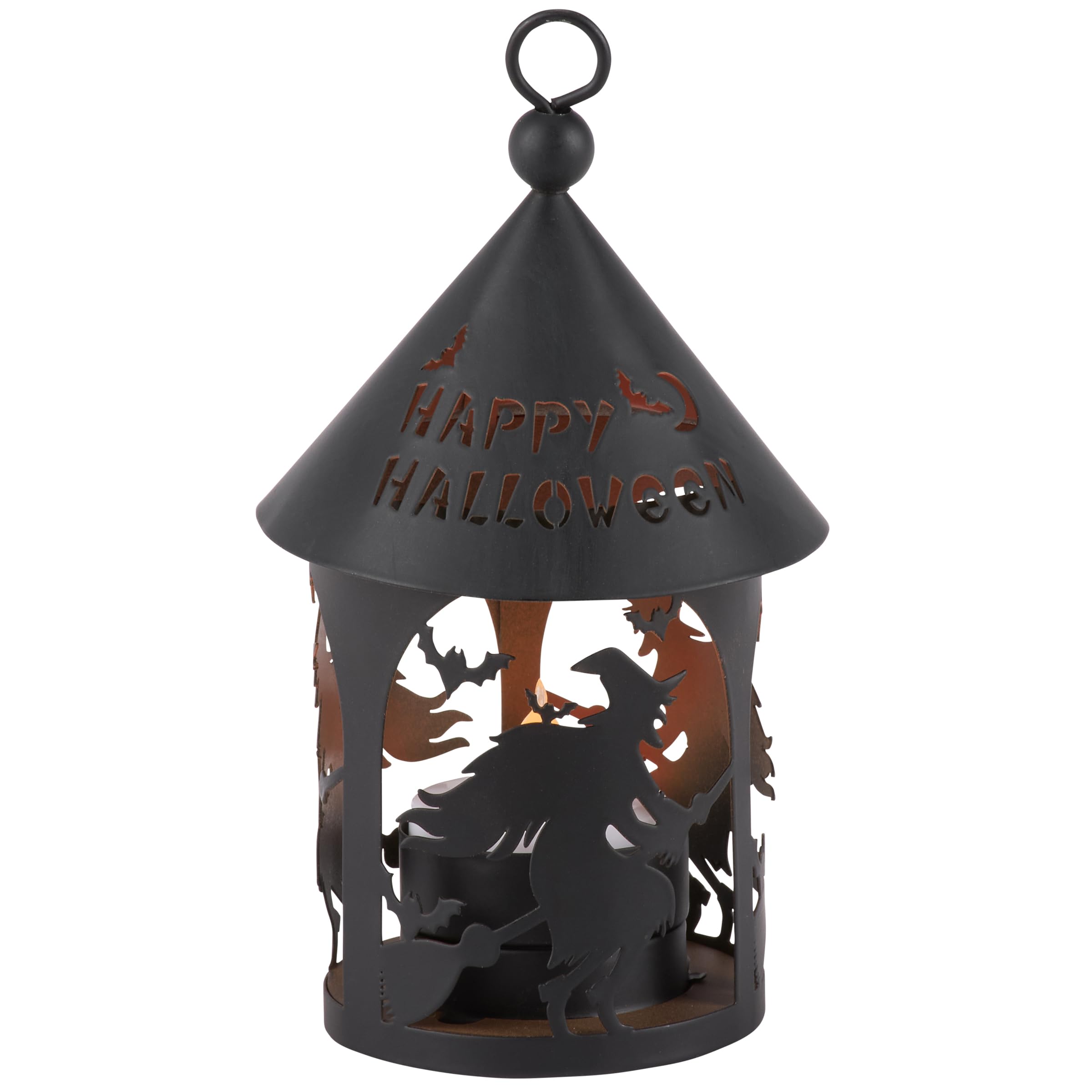 Lanterne décorative Halloween originale avec sorcières volantes, idée cadeau rétro unique