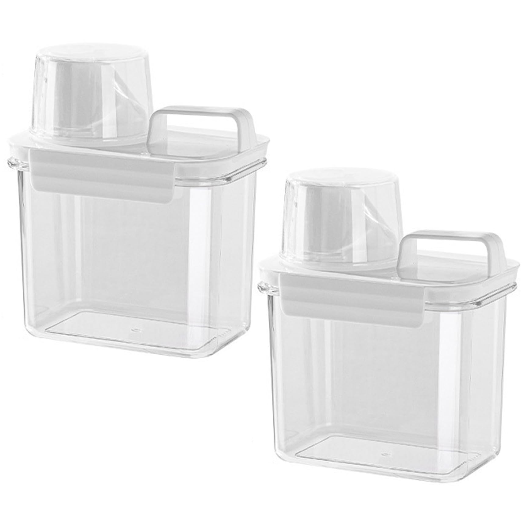 Whyzsjnclg 2 Pack Liquid Laundry Detergent Dispenser 1100ml with Airtight Seal Measuring Cup Lid for Home Organization, Transparent