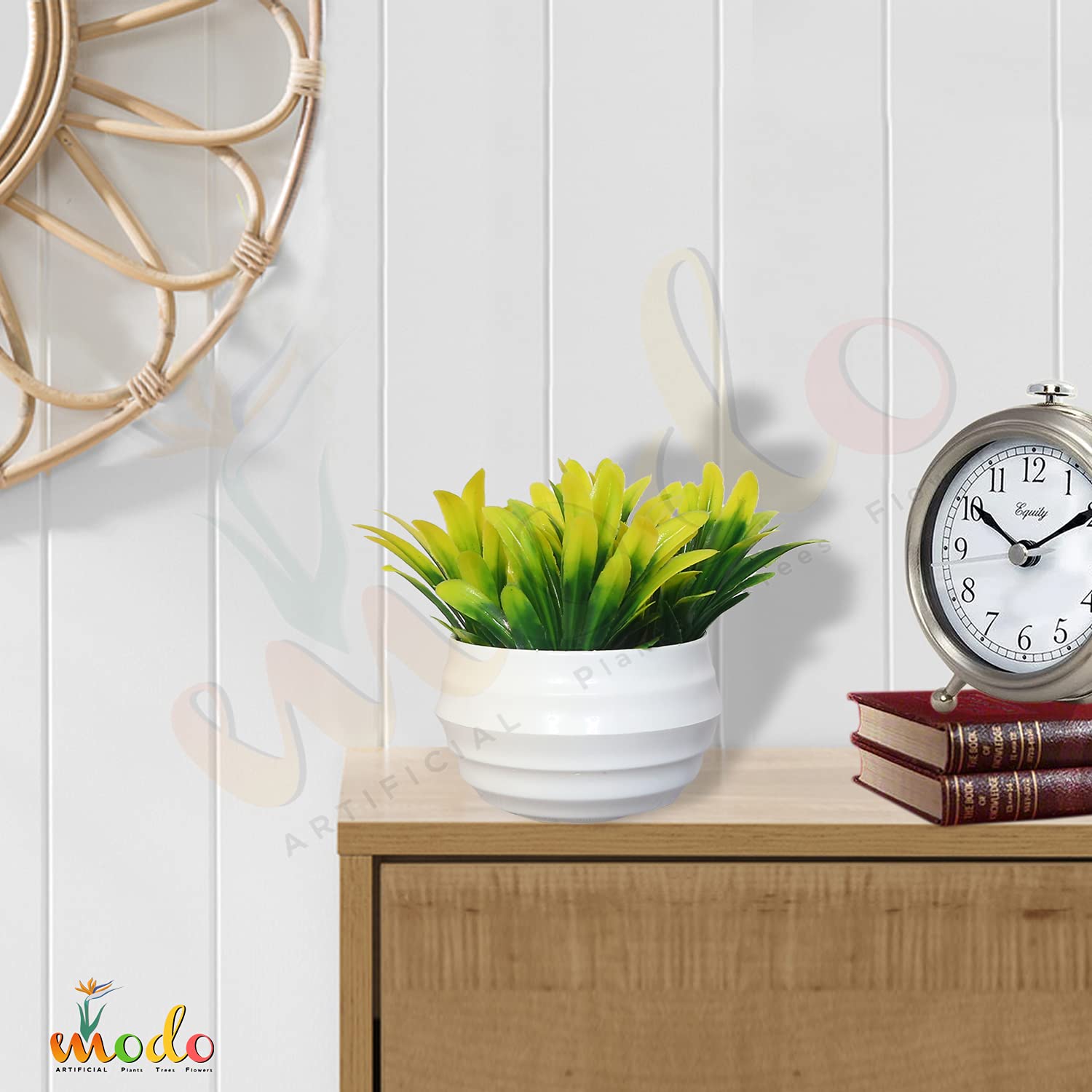 Modo Artificial Plant- 'Living Room' Dining Table Decor |Home,Office, Party Decor |Special Ocassion Decoration | Festival Theme Decorative | 10 CM, Yellow Color|Round Pot