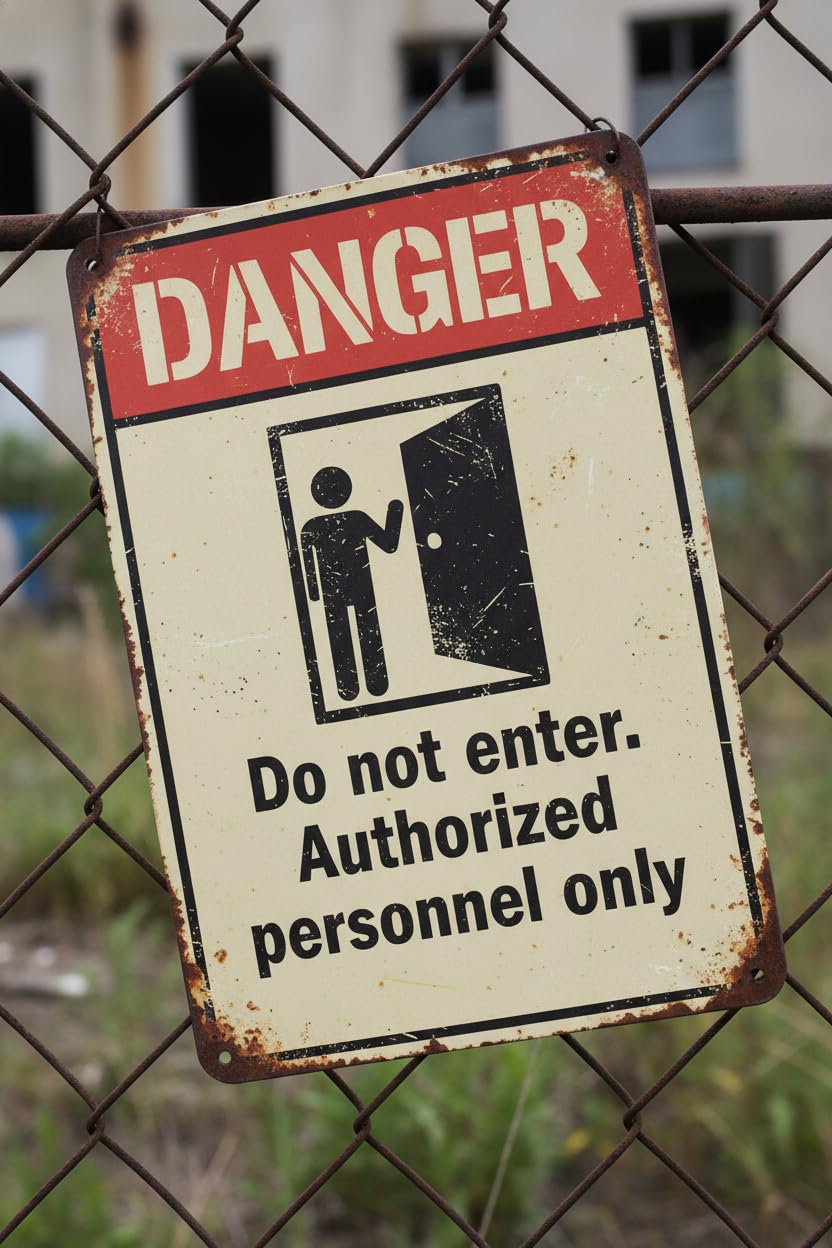 Wall Decor Ansi Safety Sign, Danger: Do Not Enter, Auth Only Metal Sign 8x12Inch Clear Signage For S, Fences Vintage Signs Aluminum Plates Printed