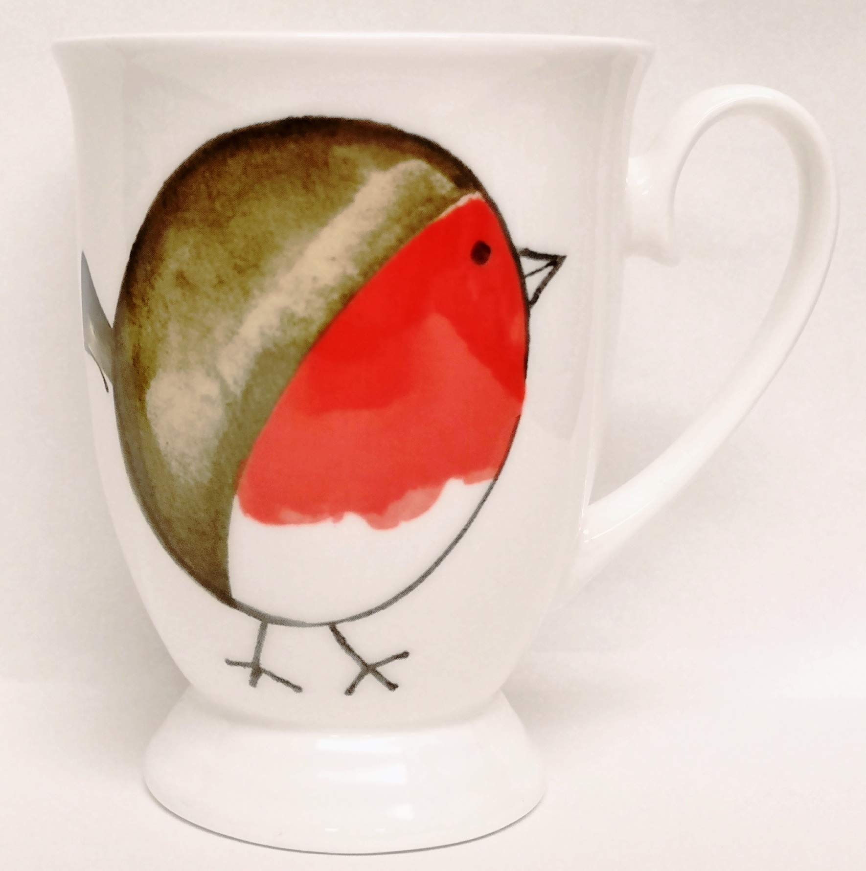 Fromeuropewithlove White Fat Robin Mug Fine Bone China Royal Robin Bird Mug Hand Decorated In The Uk