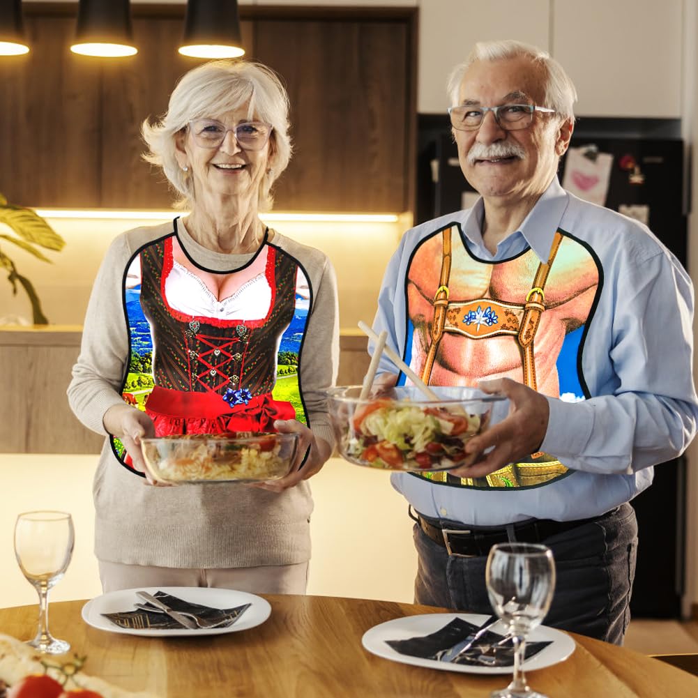 Funny Adult Bibs, 2PCS Washable Clothing Protectors for Men Women Novelty Joke Bib for Senior Elderly Party Gifts (A) - Image 4