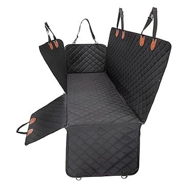 Ashok Enterprises 100% Waterproof Car Seat Cover for Pets, Pet Seat Cover Dog Hammock, Heavy Duty Scratch Proof Pet Back Seat Covers, Zippered Side Flaps for Cars, Trucks and SUVs (Black)