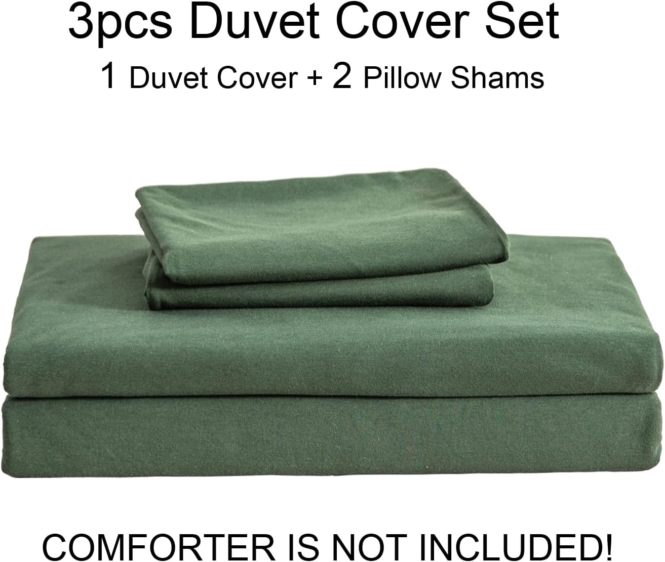 Blасk Frіdау - 70% оƒƒ PURE ERA Jersey Knit Duvet Cover Set 100% T-Shirt Cotton Super Soft Comfy, Solid Forest Green King, with Zipper Closure (3pc Bedding Set, 1 Duvet Cover + 2 Pillow Shams)