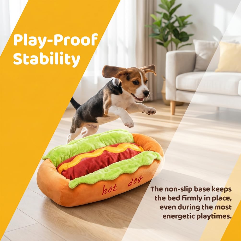 Legowisko dla hot-dogów, legowisko dla psa dla jamnika, miękki plusz, mały, uroczy i ciepły, przytulny karma, mata dla psa, kota, zdejmowana i nadająca się do prania, gniazdo na sofę dla zwierząt