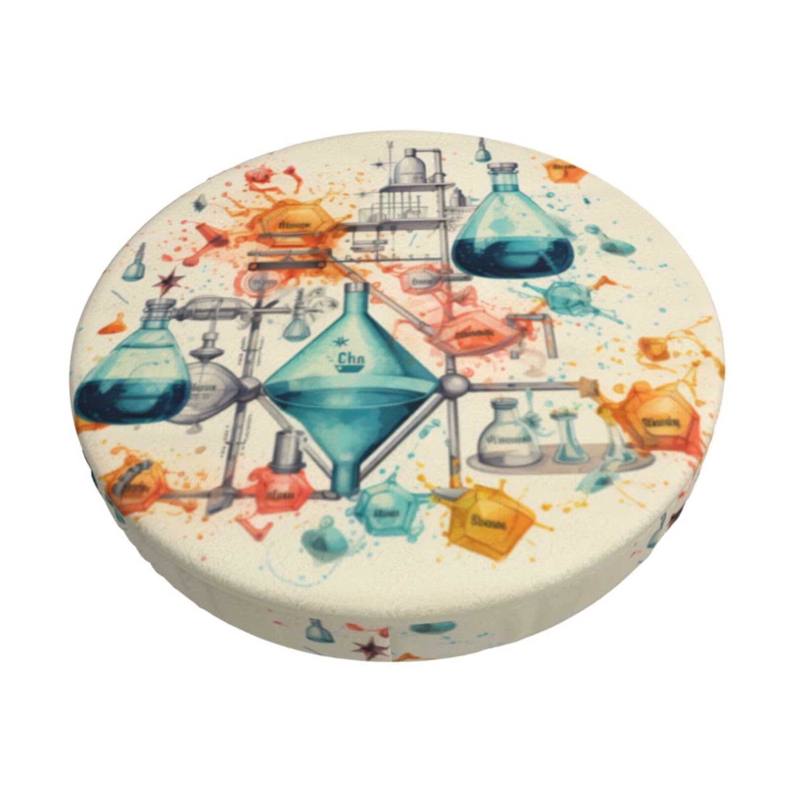 GUCHENP Chemistry Print Print Round Bar Chair Cushion Cover,Washable Chair Protector For Indoor Home Furniture Decor