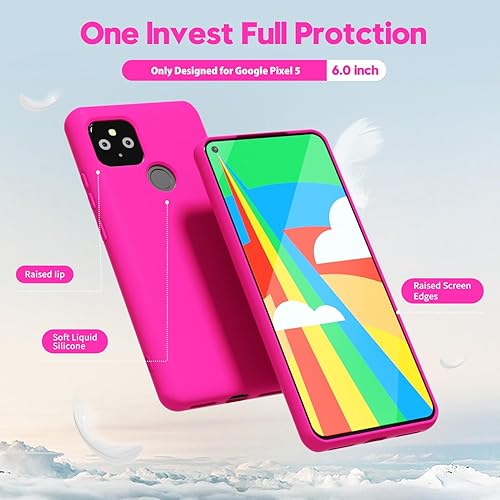 Miniatura 3 de oakxco Funda para teléfono Google Pixel 5 de silicona líquida, color sólido brillante fluorescente, bonita funda protectora de TPU de goma suave
