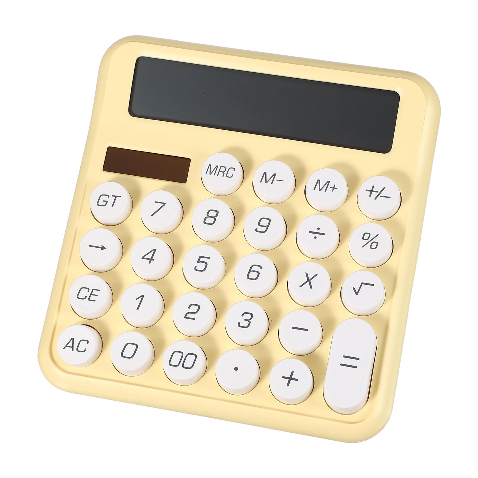 PATIKIL Cute Calculator, Desk Calculator Basic Big Button 12 Digit Large Display Mechanical AAA Battery Solar Power for Office Supplies Girl Female Woman Gift, Yellow