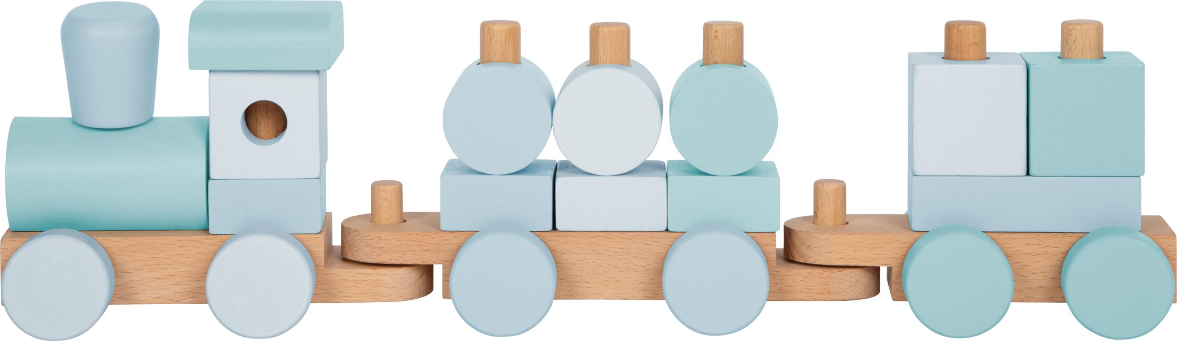 Small Foot Trenino Blu in Legno, con 14 Elementi da combinare, per Bambini dai 12 Mesi, 12695
