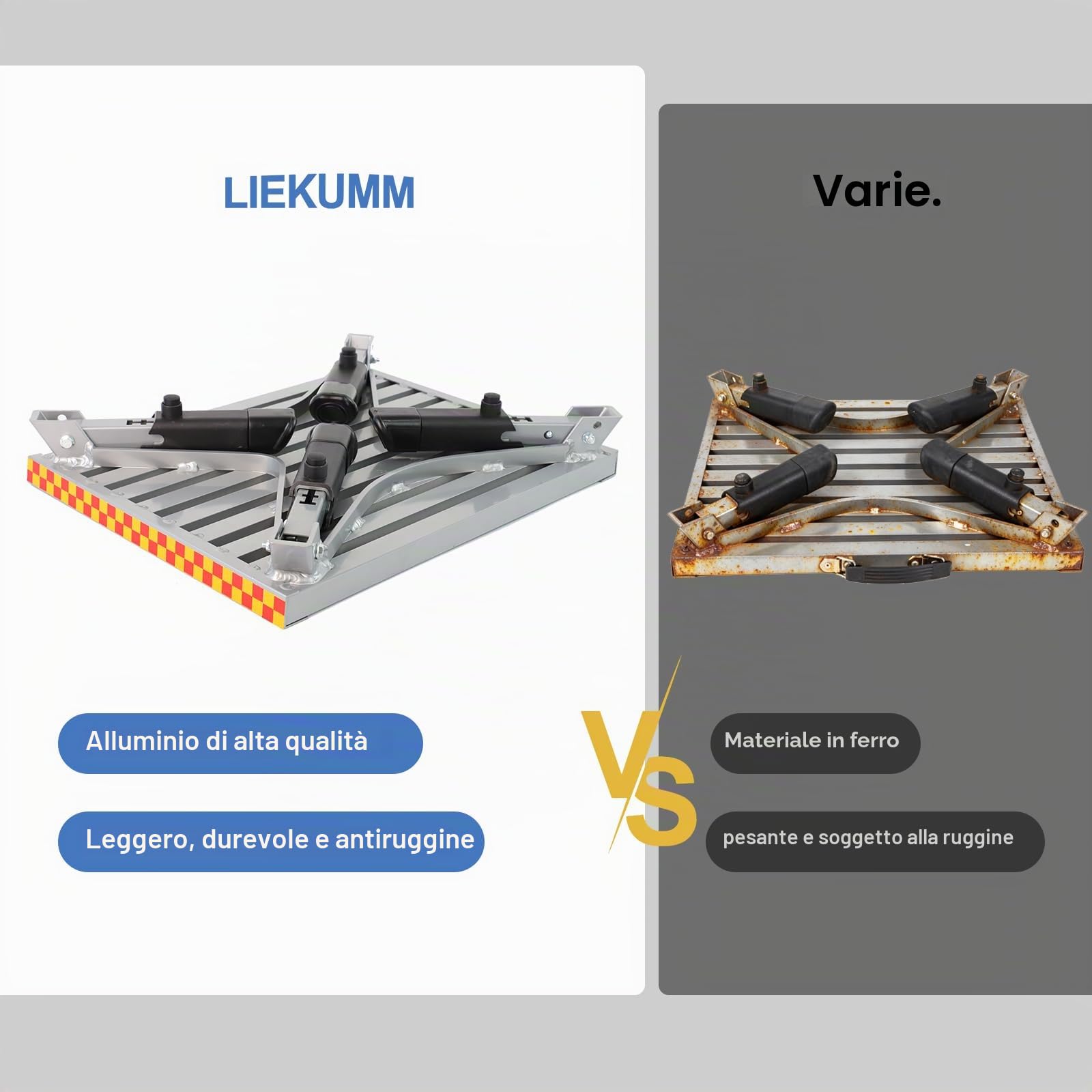LIEKUMM Sgabello per Gradini, Pedana Pieghevole, 48 * 37cm piattaforma con piedini in gomma antiscivolo e altezza regolabile, capacità di 450KG piattaforma di lavoro