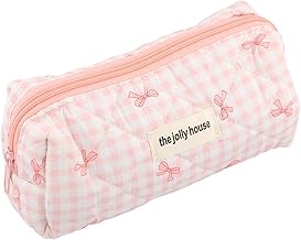 Jolie Trousse à Crayons, Motif Nœud, étui à Stylos Portable avec Grande Ouverture, Organisateur avec Fermeture Éclair pour Stylos, Cosmétiques ou Accessoires de Voyage (Rose)