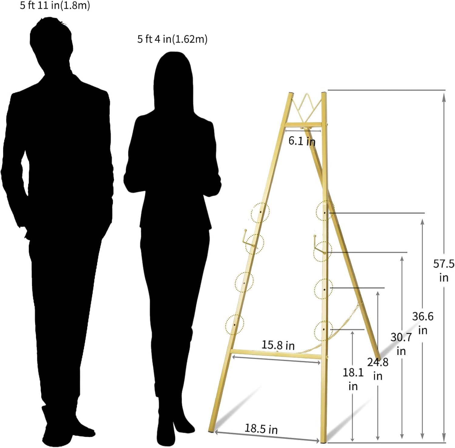 WATIHERE Goldener Staffelei-Ständer für Hochzeitsschilder, keine Montage erforderlich, verstellbar, stabiles Display für Kunst, Gemälde, Poster, Bilder und Heimdekoration