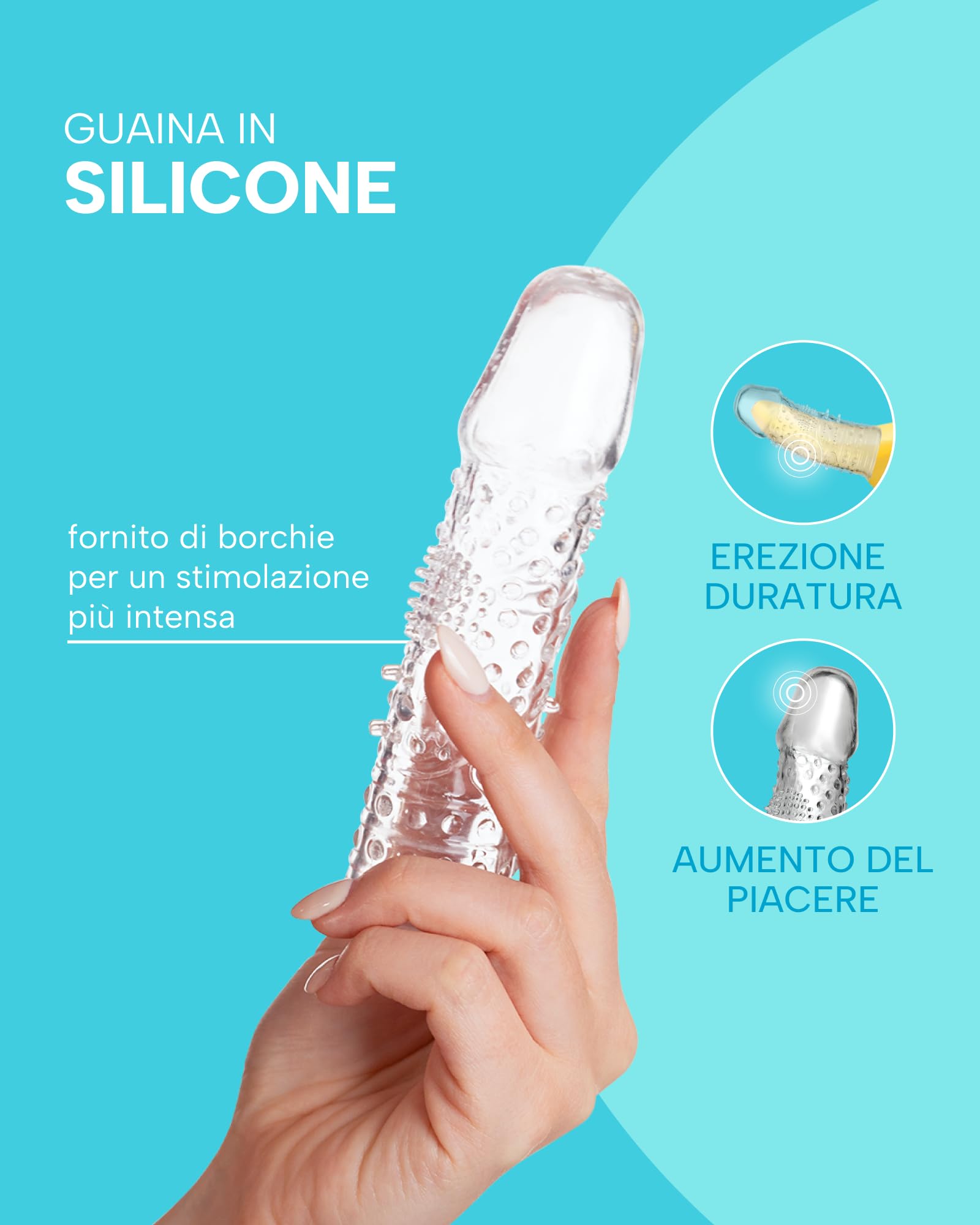 MySecretCase Guaina Pene - Sexytoysys Uomo, Masturbatore Sessuali per Uomini, Prolunga Allarga Penis Indossabile, Sextoys Ingrandimento per Coppia, Aumento Lunghezza Estensione Penis per Lui