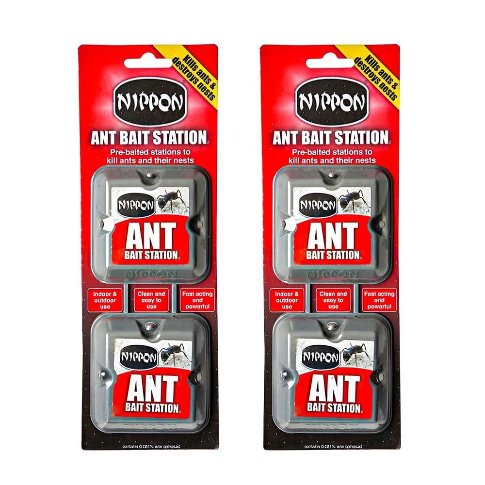 Ant Bait Station Twin Pack - Ant Nest Killer Bait Station Pest Controler Indoor & Outdoor Use for Home & Garden, Fast-Acting, Destroys Ants and their Nests (2)