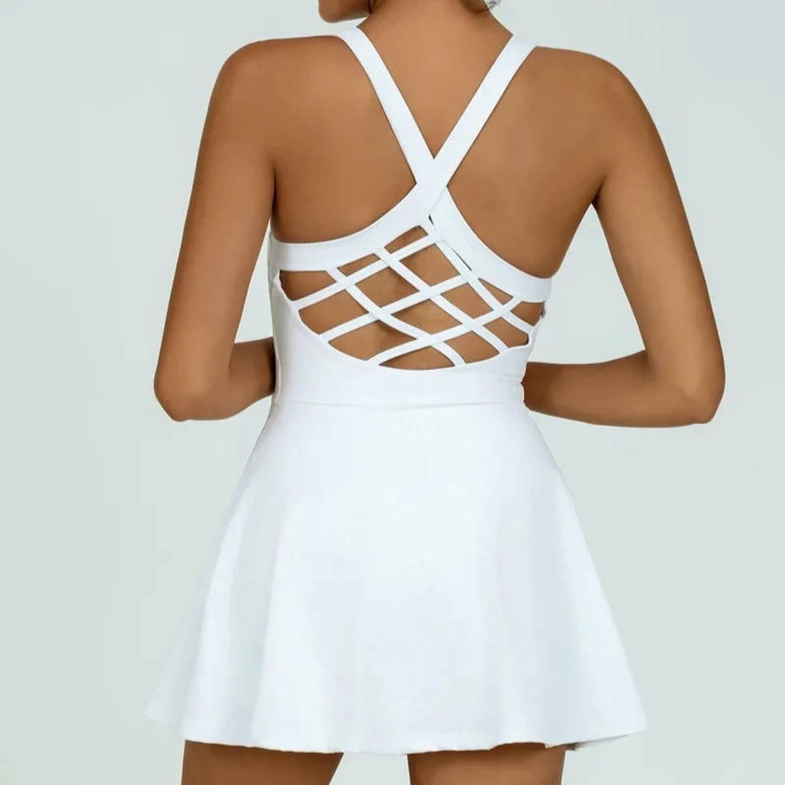 Robe de Tennis Une pièce pour Femme, Jupe-Short de Sport Moulante et Souple avec Soutien-Gorge intégré