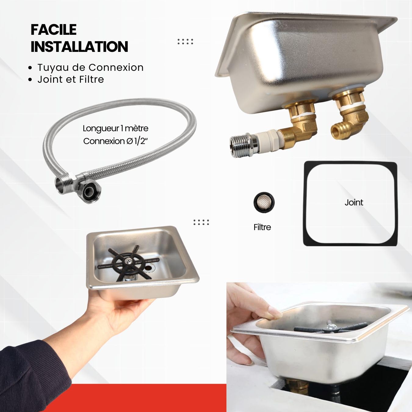 GOLDMAN SERVICE Automatic Glass Rinser High Pressure Kitchen Sink Glass Cleaner Professional Glass Cleaner with Square Stainless Steel Container Size 17*16cm