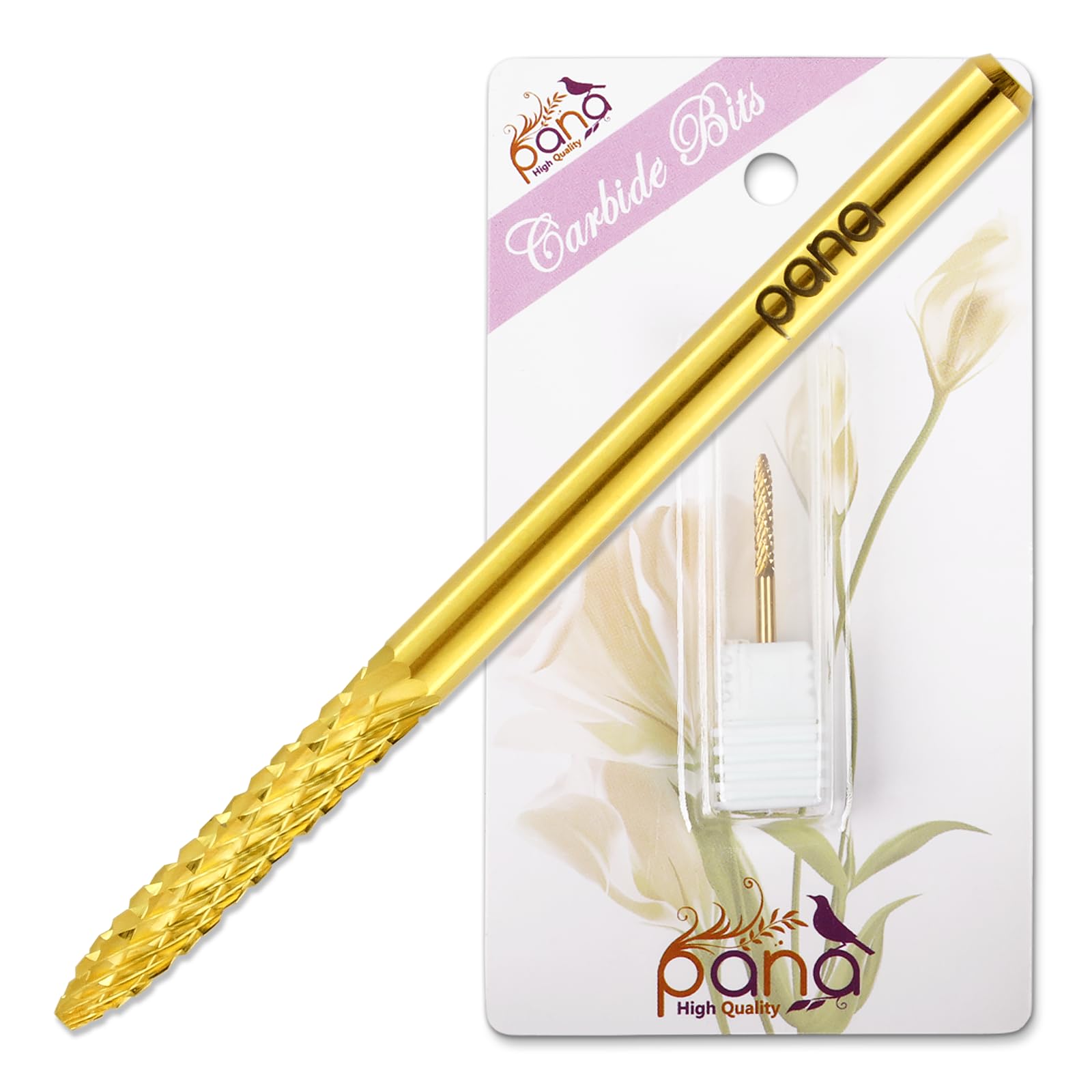 Pana 3/32" Under Nail Cleaner Safety Nail Carbide Bit - for Electric Dremel Drill Machine (Coarse, Gold)