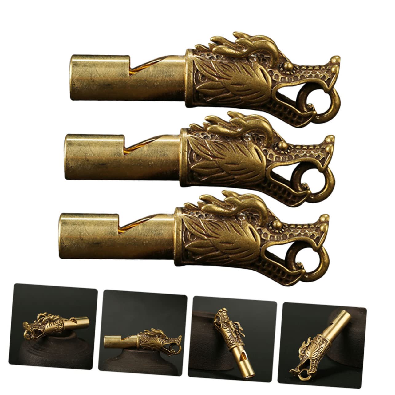 BESPORTBLE 12piezas Silbato De Emergencia De Cobre Silbato Portátil para Camping y Senderismo De Seguridad Diseño De Dragón para Entrenadores y Profesores
