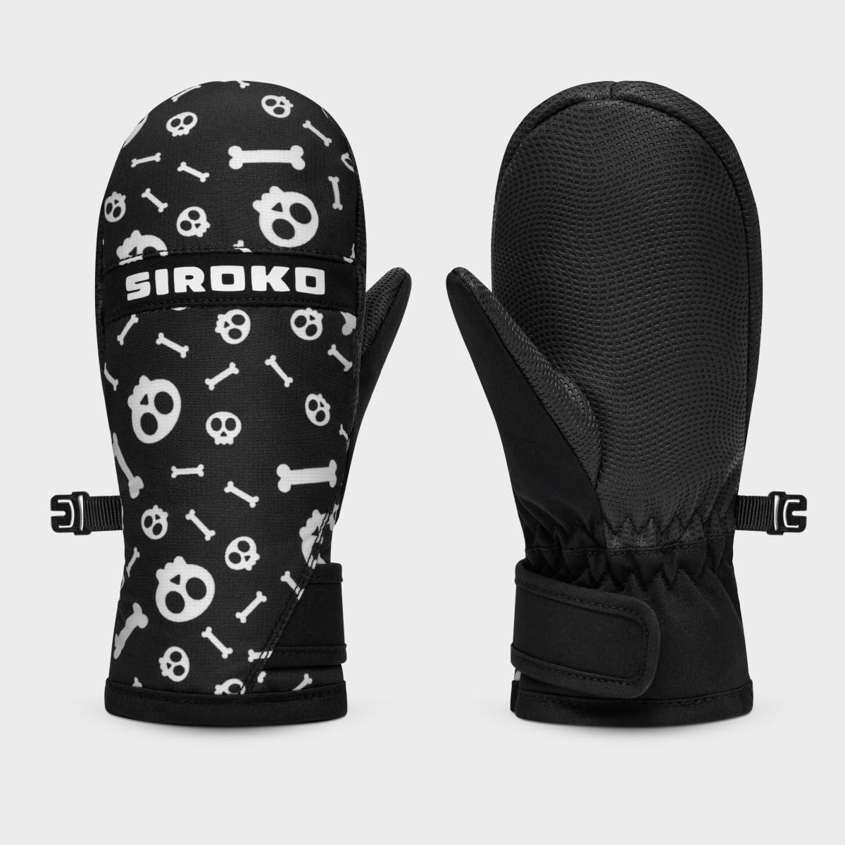 SIROKO Manoplas térmicas esquí niños esquí y Nieve Spook Negro