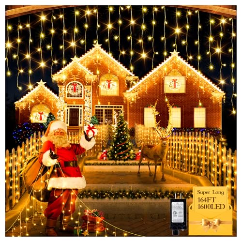 1600 LED 164FT Outdoor Christmas Lights Plug in 8 Modes