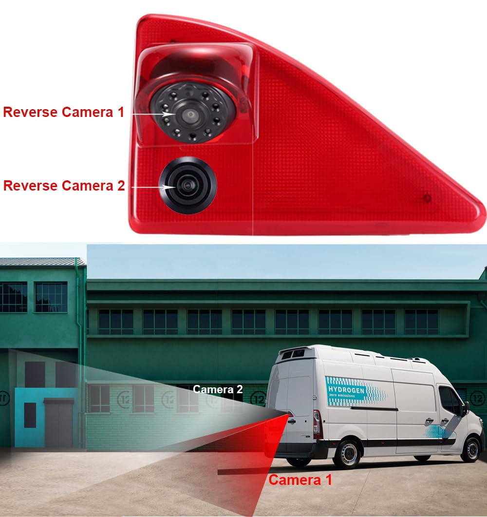 Caméra de recul double étanche à l'eau avec vision nocturne pour Nissan NV400 X62 X62B/Opel Vauxhall Movano MK2 MK3/Renault Master III JV FV + Rétroviseur de remplacement de 7 pouces