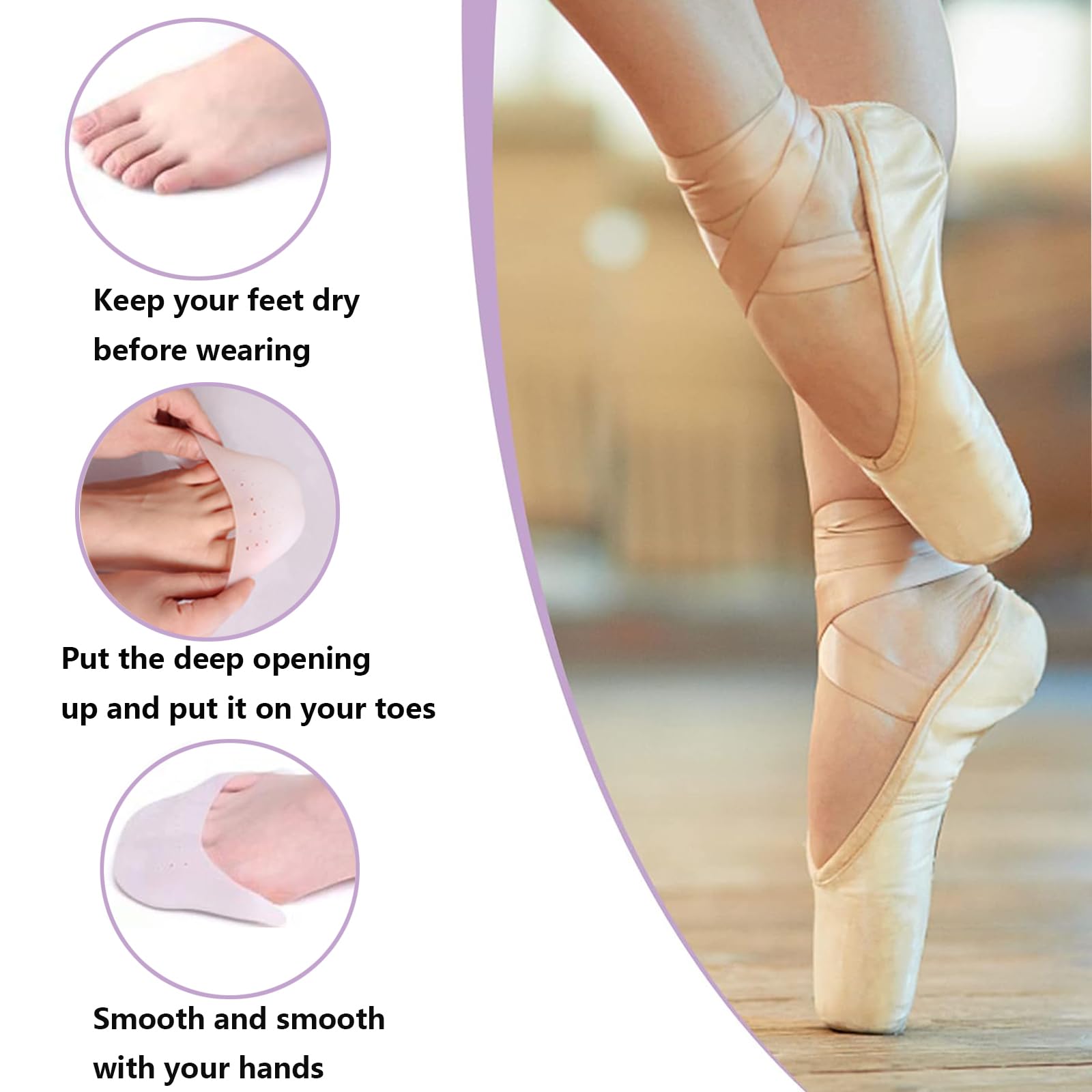 Salvapunte in Silicone Gel Salva Punte,2 Paia Salvapunte in Silicone,Piede Suggerimento Manicotto Per Proteggere Piedi,Copri Dita Salvapunta per Scarpe a Punta Ballet e Danza Classica