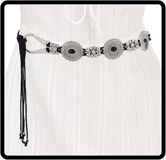 Cintura Cowgirl Con Concho In Metallo - Cintura A Catena Regolabile Stile Western