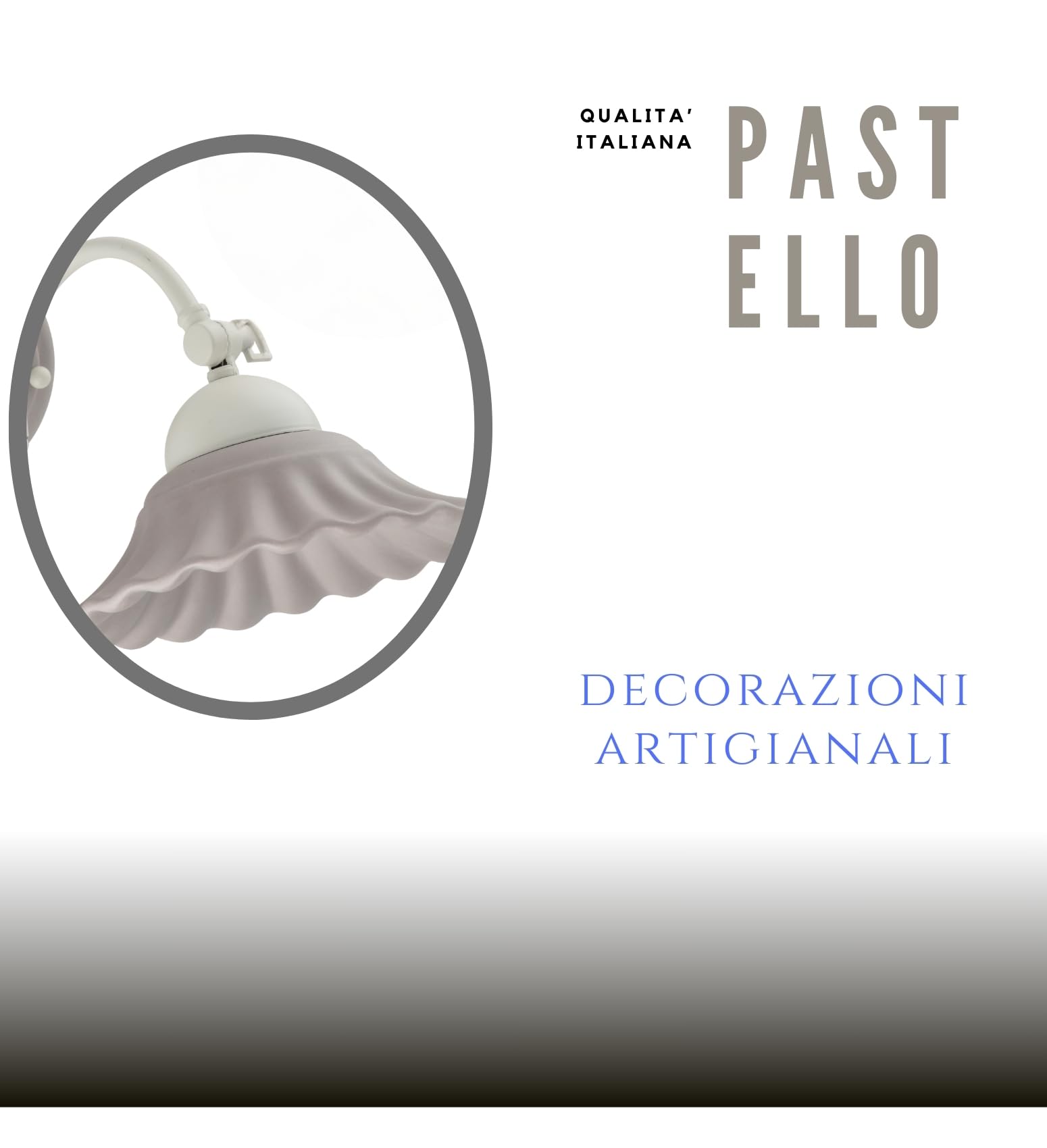 VANNI LAMPADARI- Applique da Parete Interno Pastello- Lampada da Parete con Braccio Orientabile in Ceramica Decorata a Mano - Applique Camera da Letto - Applique Bagno - Cucina – Soggiorno, Grigio