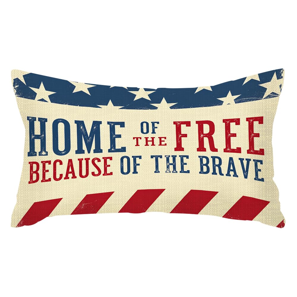 SSOIU Throw Pillow Covers Blue American Patriotic Design Independence Day Celebration of 4th July Red America Memorial Cushion Pillow Case Home Decor Pillowcase 12x20 Inches