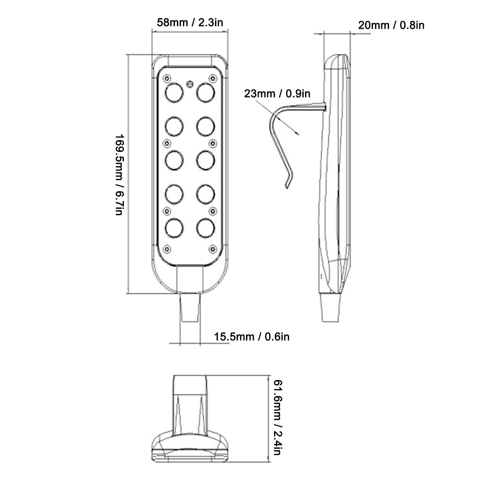 Control de silla elevadora, control remoto reclinable, controlador de cama de tumbona eléctrico, PVC IP66, control de silla de concentrador duradero de 8 pines, piezas de repuesto con diseño de gancho