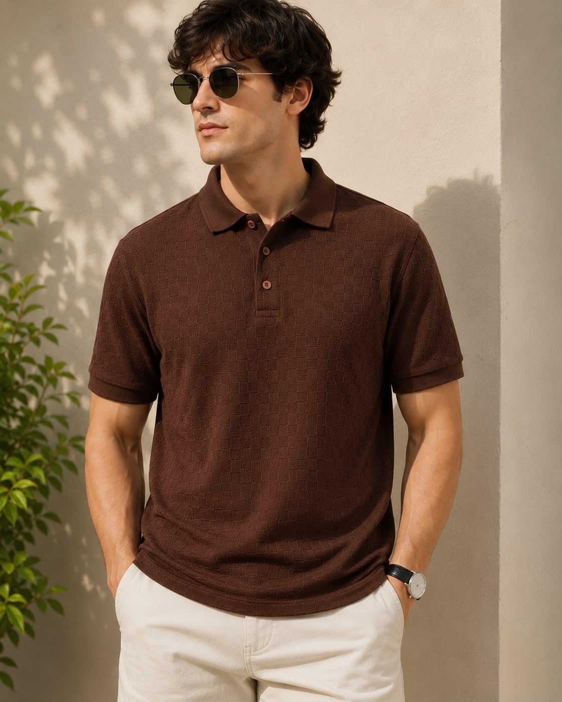 rf raves Men's Self-Design Jacquard Polo T-Shirt | Premium Soft Breathable Fabric | Comfort Fit | Casual & Semi-Formal Wear-picture-32