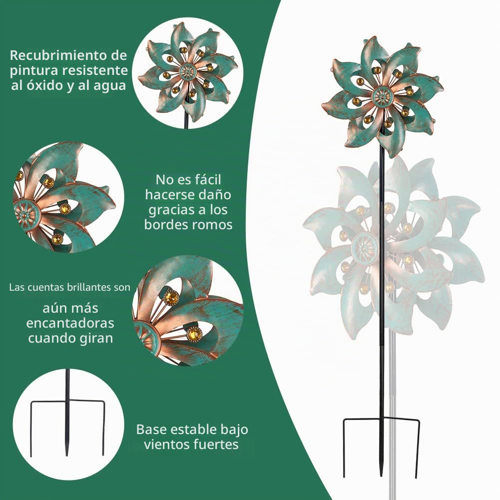 VEWOGARDEN - Molinillos de Viento para decoración de jardín, pequeños molinillos de Metal Impermeables para Patio y jardín, 94 x 25,4 cm (aspa Doble)
