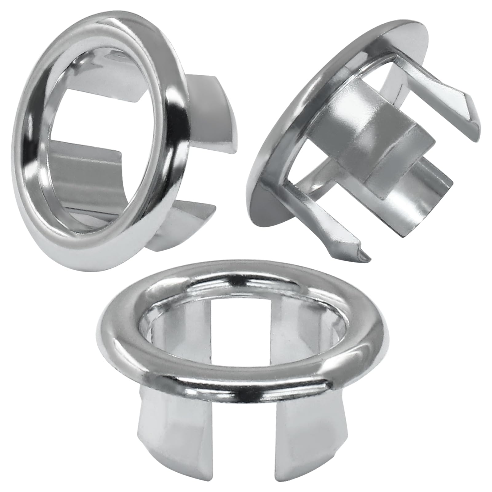PHITUODA 6 Pack Sink Overflow Ring Round Basin Trim Drain Cap Cover Sink Basin Trim Overflow Cover Hole Insert in Cap for Kitchen Bathroom, Chrome