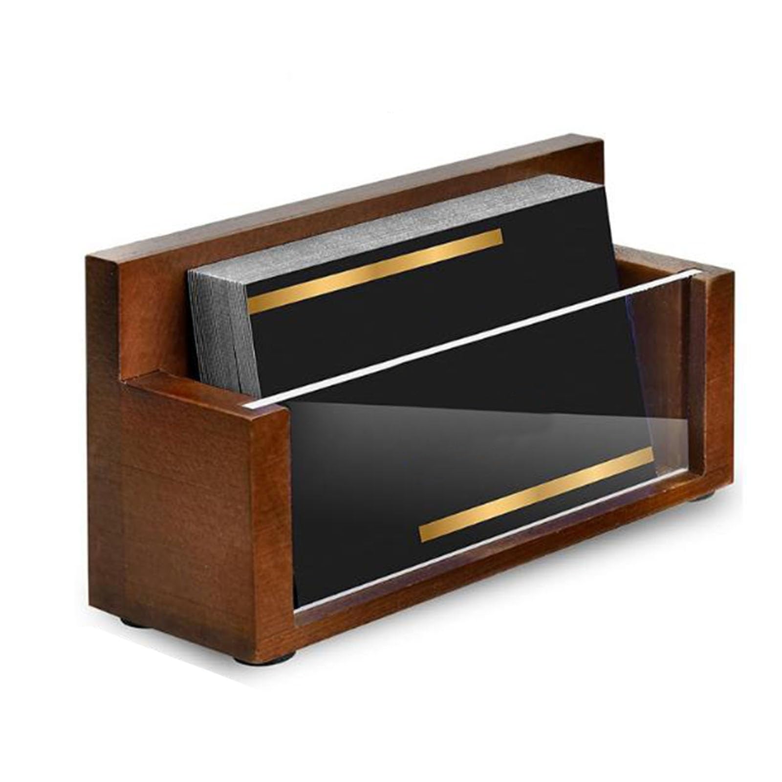 Fzyozzdpasl Brown Business Card Holder Business Card Organizer Office Desktop Wooden For Office Home