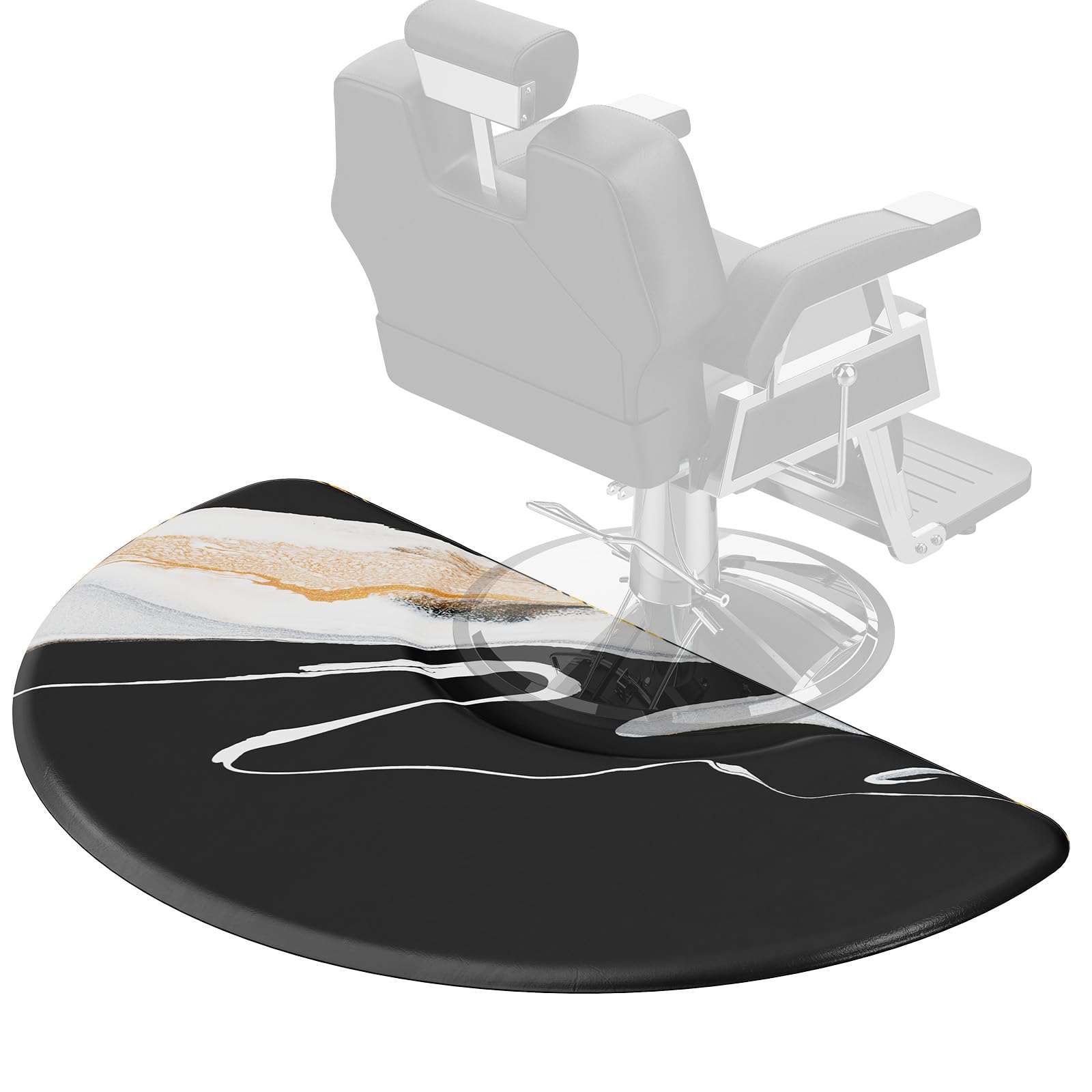 OmySalon 3’x 5’x5/8'' Thick Salon Mats for Hair Stylist Anti Fatigue, Barber Floor Mat with Round Base, Salon Chair Mat Hairdresser Standing, Anti-Slip Easy Cleaning