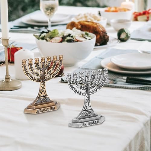 Miniatura 7 de Ciieeo 4pcs Menorah Candelabro Taper Candle Stand Centro de mesa Hanukkah Shabat Judío Vacaciones Decoración de mesa