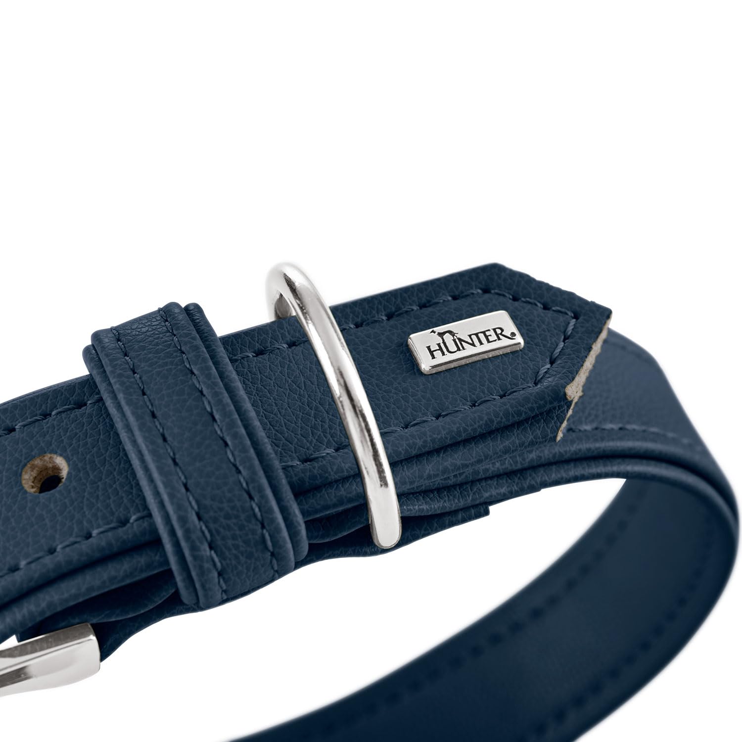 HUNTER Amalfi Dog Collar Colour: Navy Blue, Vegan, Faux Leather in Nappa Look, Soft, Easy to Clean, Brilliant Colour - Image 3