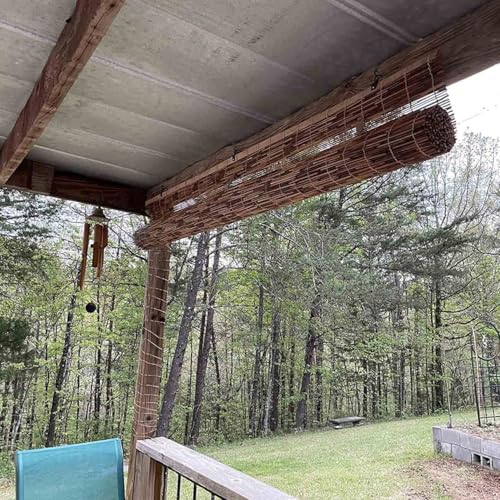 Persiana Romana de Bambú Inalámbrica, Cortinas Romanas de Madera Tejida, Cortinas de Bambú Natural con Filtro de Luz para Ventanas, Puertas Francesas