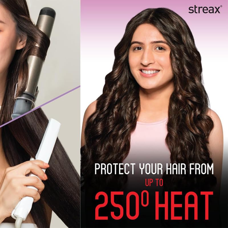 Image of Streax Heat Protectant Spray for Hair - 100 ml, Hair Styling Spray for Women & Men I Heat Protection Spray from heat|Heat protection serum|Protection upto 250C & 2X Less Hair Breakage
