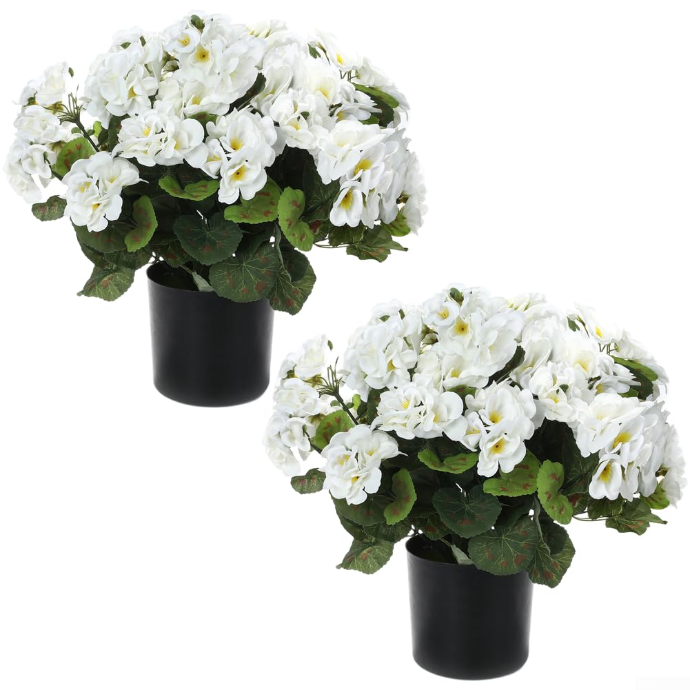 Arrangement floral artificiel de bégonia blanc en soie floquée pour centre de table