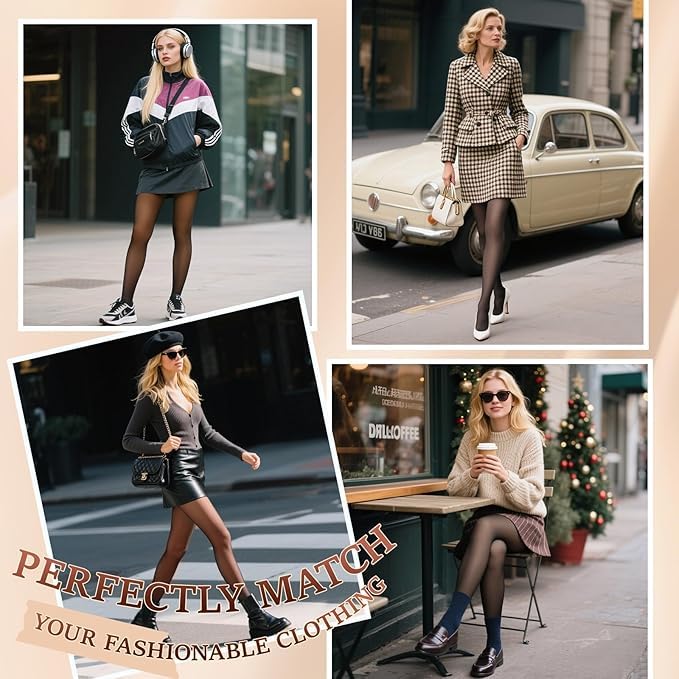 Image of HONGTEYA Fleece Lined Tights Women Winter Thermal Leggings Pantyhose Fake Translucent Thick Warm Sheer Tights