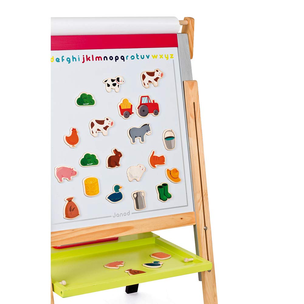 Janod - 24 Farm Magnets - Farm Animals - Wooden Toy - Magnetic Educational Game, to Handle, Experience and Have Fun - From 2 Years Old, J08157