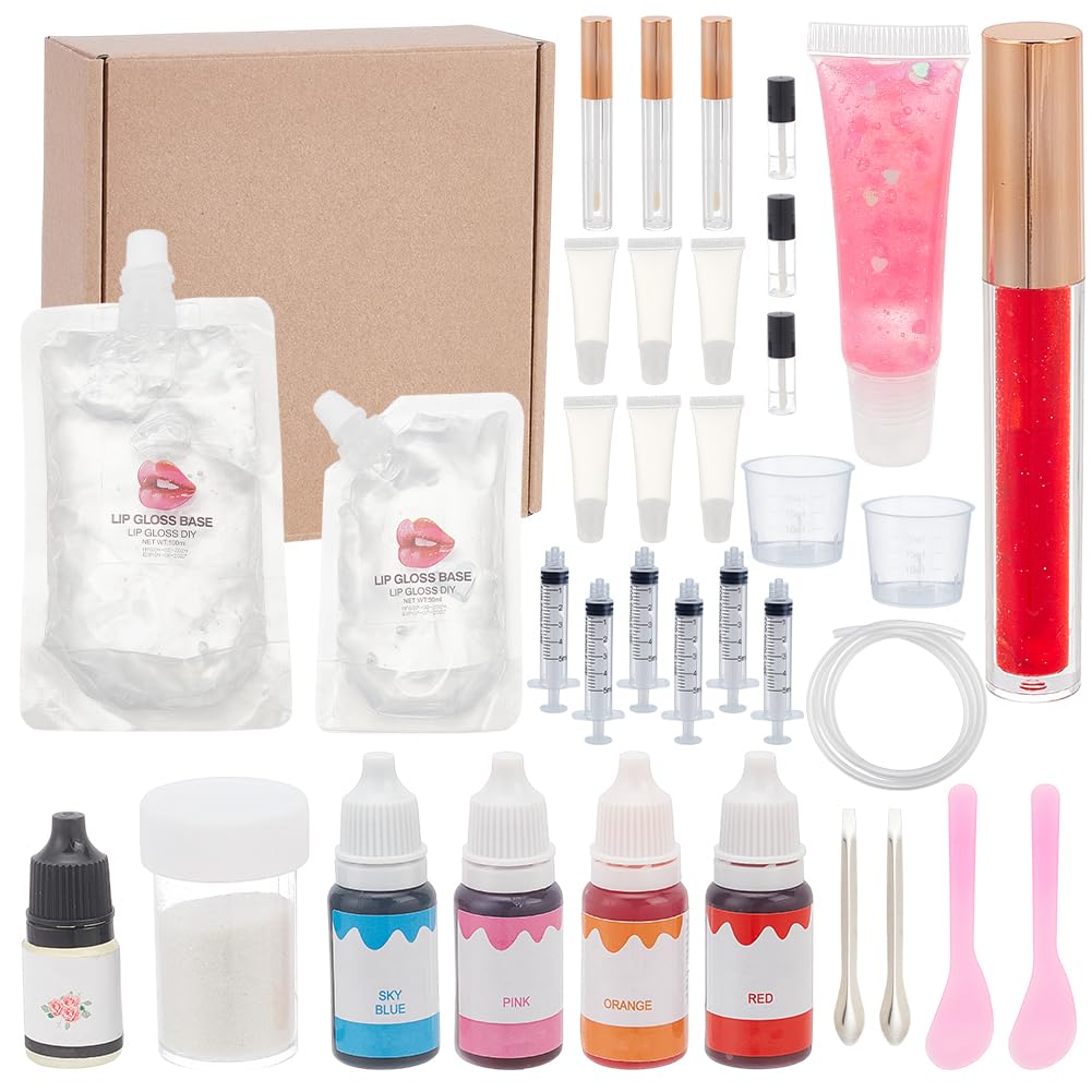 WEBEEDY DIY Lip Gloss Making Kit 33 Pcs Make Your Own Lip Gloss Kit-Moisturizing Lip Gloss Base Tubes