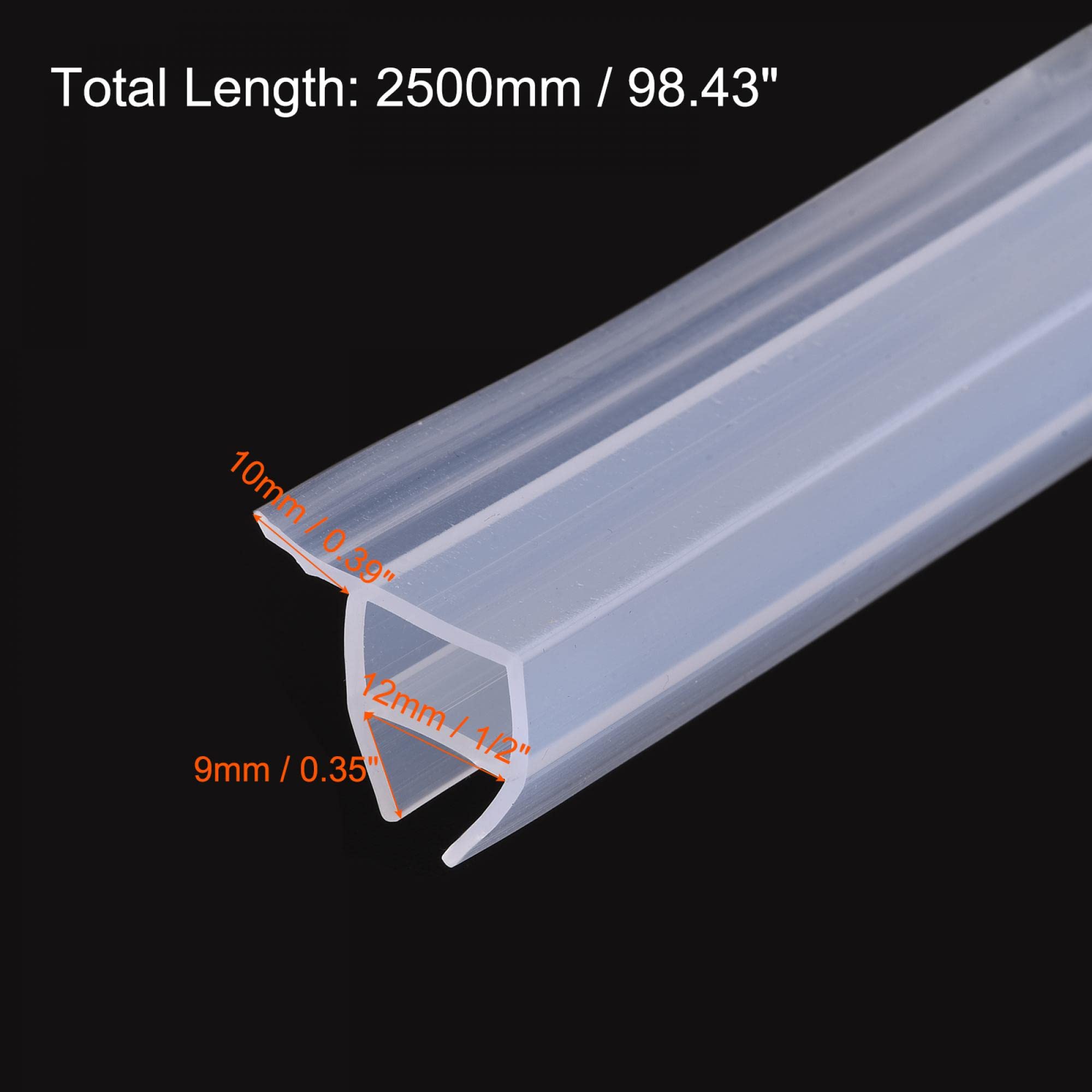 uxcell Frameless Glass Door Sweep 98.43" Long for 1/2"(12mm) Glass