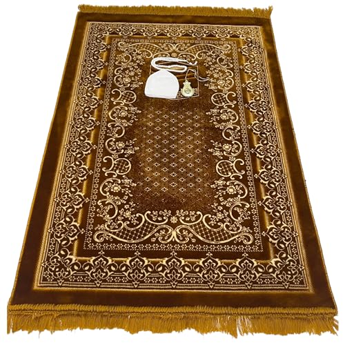 Modefa Turkish Islamic Velvet Prayer Rug - Thick & Wide