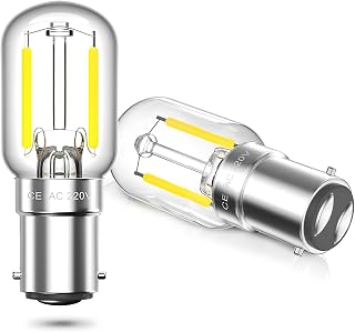 DoRight 2W LED Sewing Machine Bulb, T22 LED Oven Bulb 6000K Cool White, 15W Halogen Replacement B15 Small Bayonet Light Bulb for Refrigerator Cooker Hood,Non-Dimmable(2 Pack)