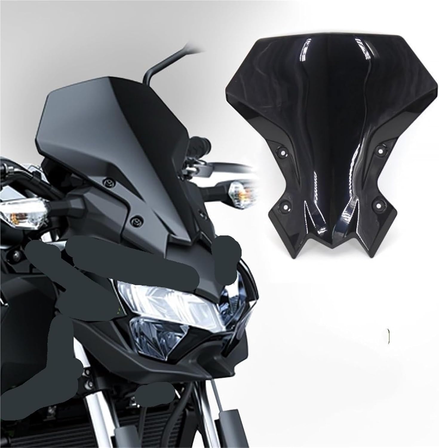 オートバイの風防 Z 900用 Z900 2020 2021 2022用 バイク用ウインドシールド(ブラック)