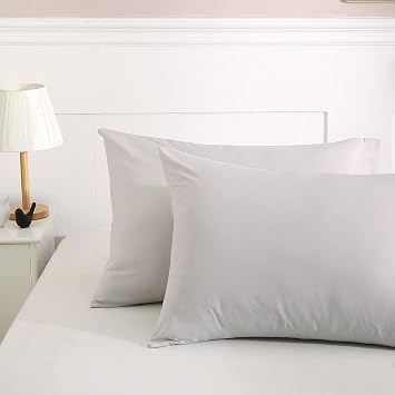 Lanest Housing Pillow Cases Queen, 2 Pack Gray Microfiber Pillow Case with 2000 Thread Count, Breathable and Super Soft Pillowcase Queen Size